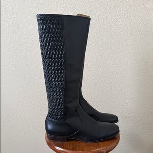 Cole Haan Elverton Stretch Shaft Black Leather Boots